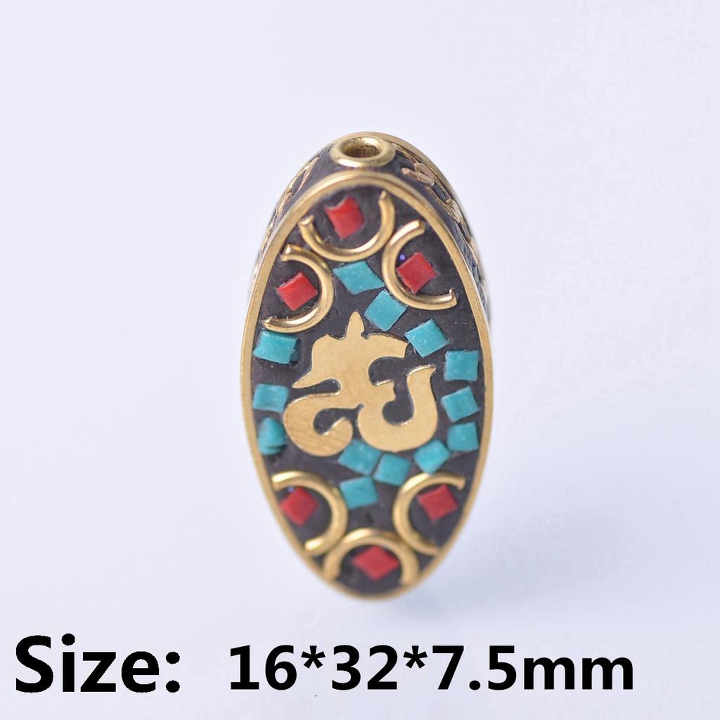 Handmade Nepalese Buddhist Tibetan Brass Metal & Clay Loose Craft Beads for Necklace Jewelry Making DIY