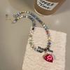 Red Love Coloured Glaze Bead Necklace Hawaii Beach Necklace Suitable for Ladies