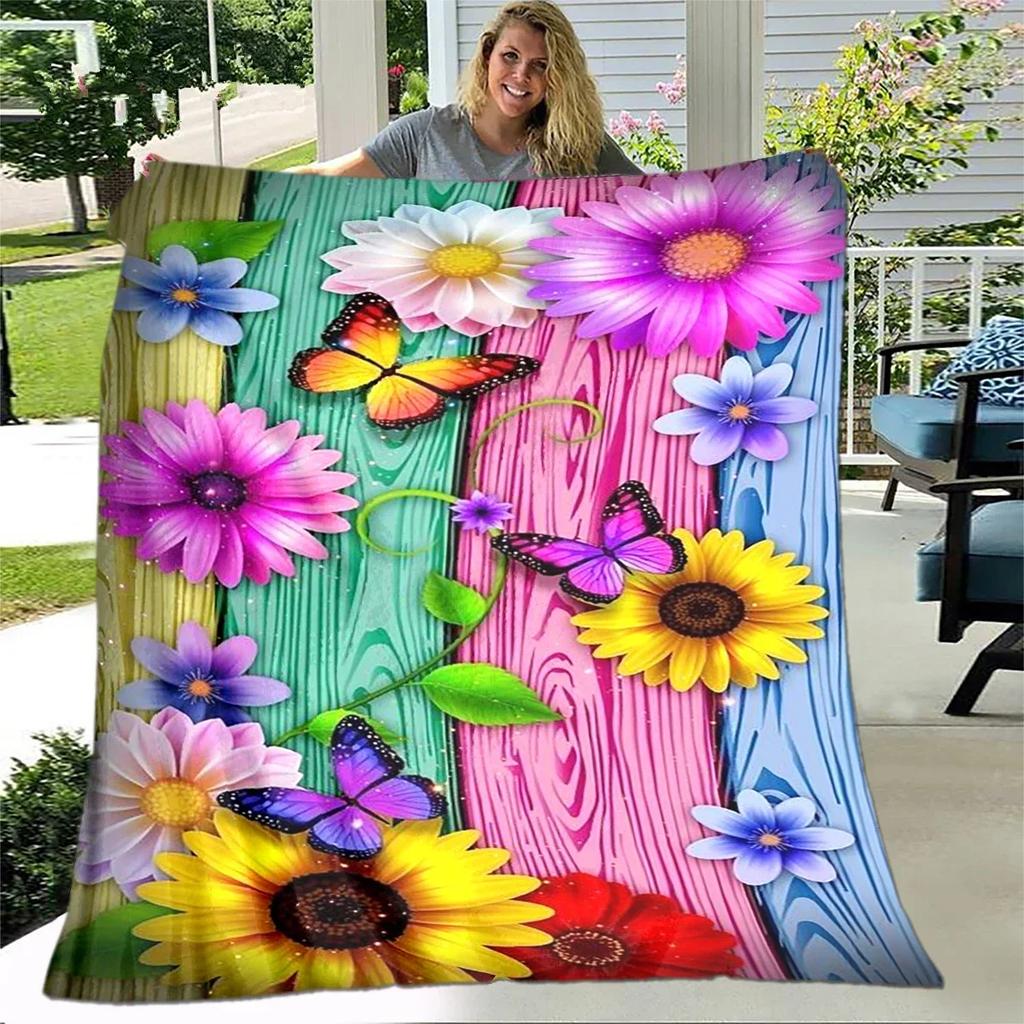 Rose Blanket, Soft Cozy Floral Throw Blanket Gift for Girl Women, Fuzzy Comfy Flannel Blanket for Couch,Travel,Bed,House Decor
