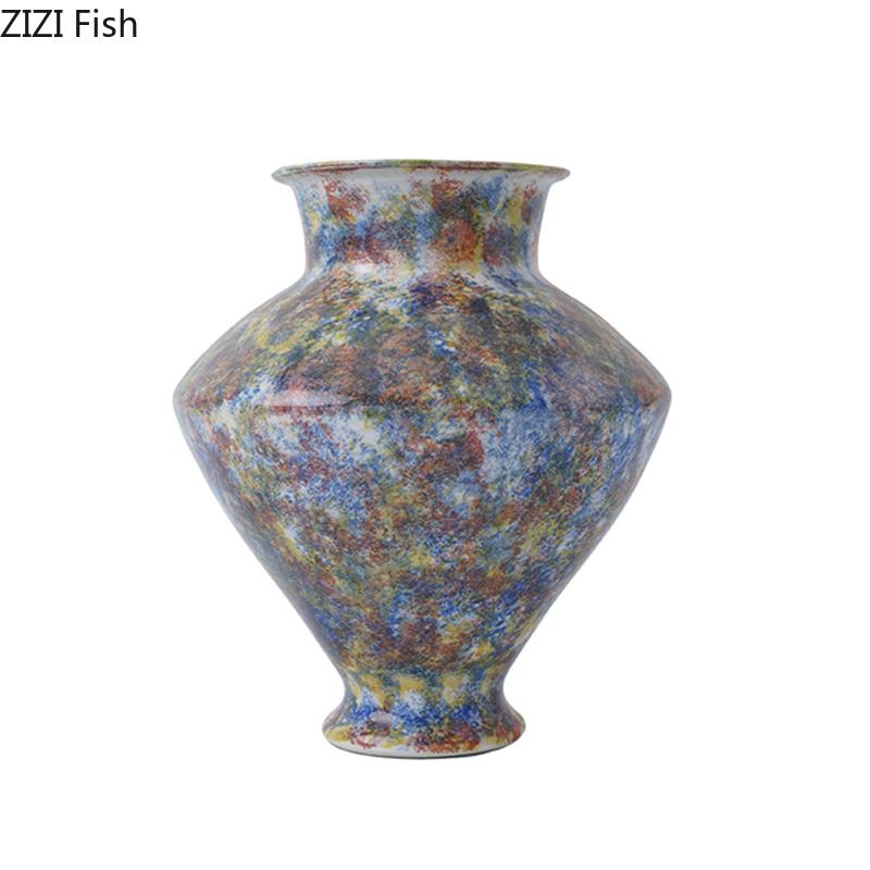 Oil Painting Painted Ceramic Vase Table Decoration Artificial Flower Decorative Flowers Arrangement Room Aesthetic Decor