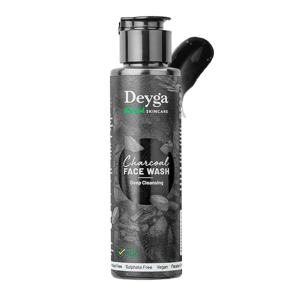Deyga Charcoal Face Wash (100ml) | Fights Acne, Blackheads & Pimples | Non-Drying | 10X Activated Charcoal | Paraben & Sulphate Free | All Skin Typ