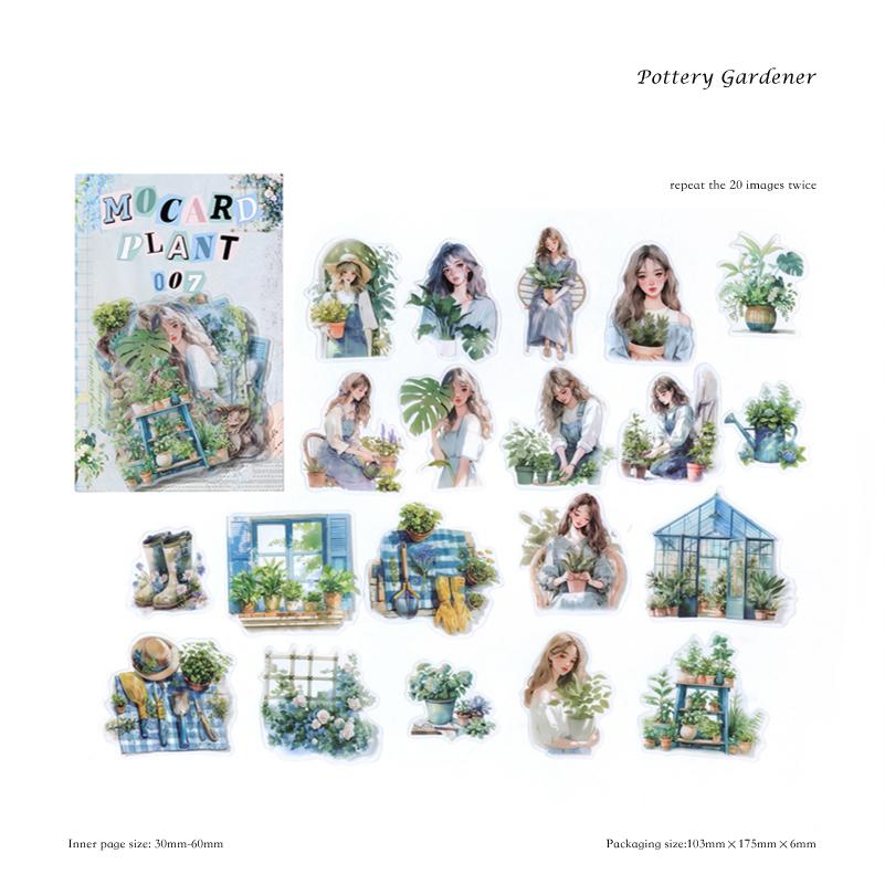 

40 листов/пакет Наклейки ПЭТ Ретро Иллюстрация Девушка Растение Персонаж Наклейка для Ручного Склеивания Материал Пакет DIY Украшение