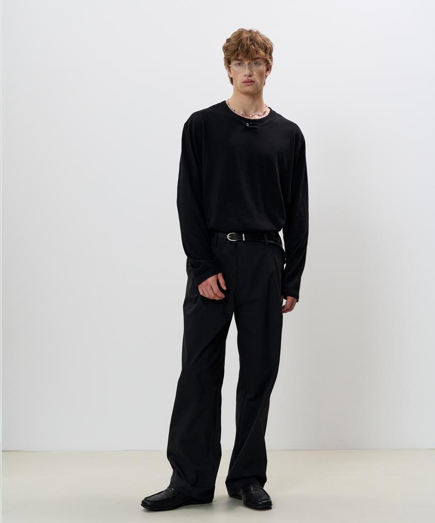 KNOUUN Layered Henry T-Shirt (Black)