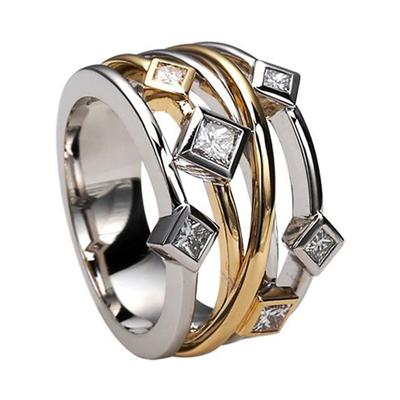 Newly Fancy Cross Rings for Women Two Tone Design Fashion Versatile Female Accessories with Party Geometric Jewelry