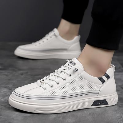 High Quality Men's Comfortable Casual Shoes, Small White Shoes Fashionable New Outdoor Hollow Out Breathable Trend Board Shoes