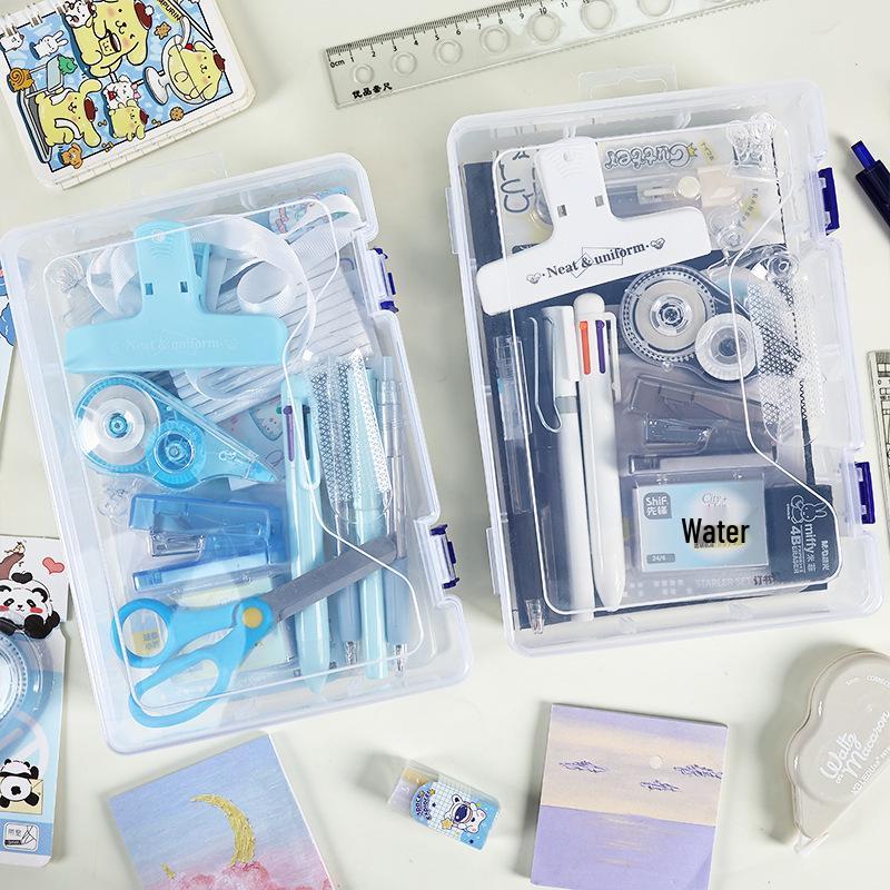 Colorful Stationery Set: Scissors, Notebook, Stapler & Storage Box - Perfect Gift for Students & Office Use