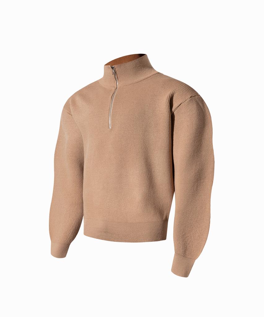 LEVELD Half Zip Knit Beige