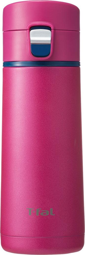 T-fal Magenta 350ml Stainless Steel Mug, One-Push Type, Ag+ Antibacterial, K23402
