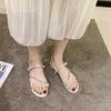 Damenschuhe 2024 Sommer Neu Heiß Verkaufende Mode Zehentrenner Sandalen Damen Einfarbig Flach Schnalle Strass Sandalen Zapatos