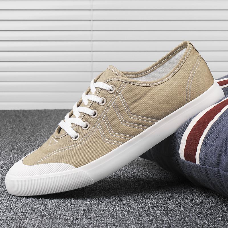 New Men's Shoes Breathable Canvas Shoes Flat Lace Up Shoes Casual Shoes White Shoes Men's Soft Sole Cloth Shoes Men