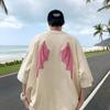 Devil Wings T-shirt Men's Short-sleeved Trendy Loose T-shirt Summer And Autumn New American High Street Tops Short-sleeved Men