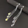 Sterling Silver Crystal Tassel Earrings - Korean Long Pendant for Elegant Style