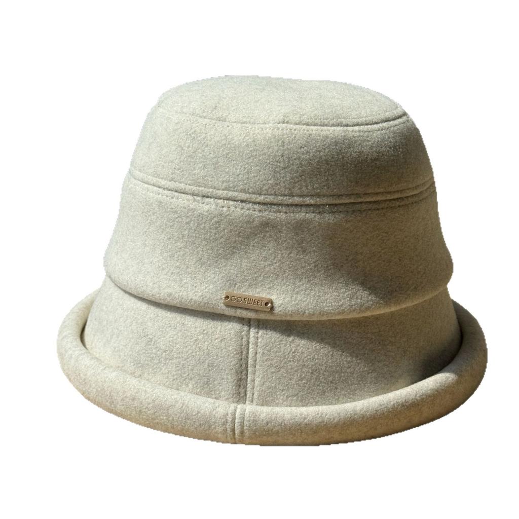 Neuer Stil Fischerhut für Damen im Herbst und Winter Wollmütze Japanischer Rollrand Kurze Krempe Sonnenhut Elegante Mütze