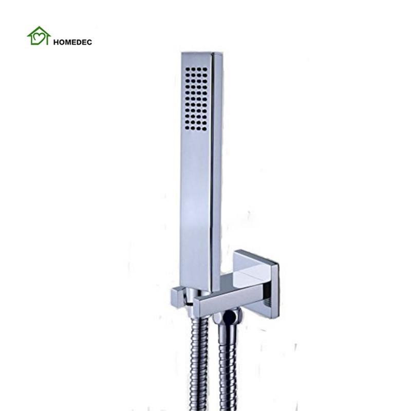 Homedec Square Brass Chrome Hand Held Shower Head, High Pressure Handheld Showerhead Brass
