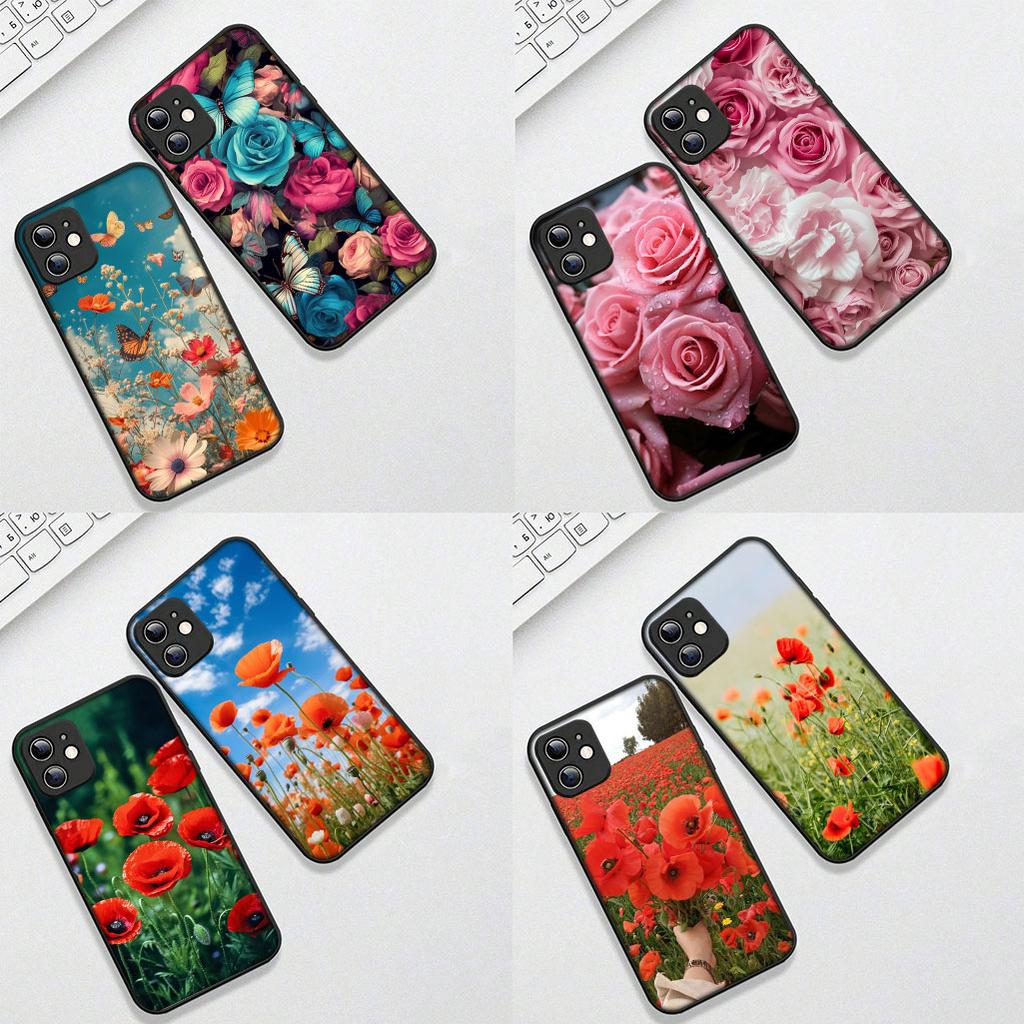 Cover for Samsung Galaxy S22 S21 S20 Fe Ultra S9 Plus + A13 A22 M21 M31 M55 M15 Phone Case Peony Rose Poppys Flower Bloom
