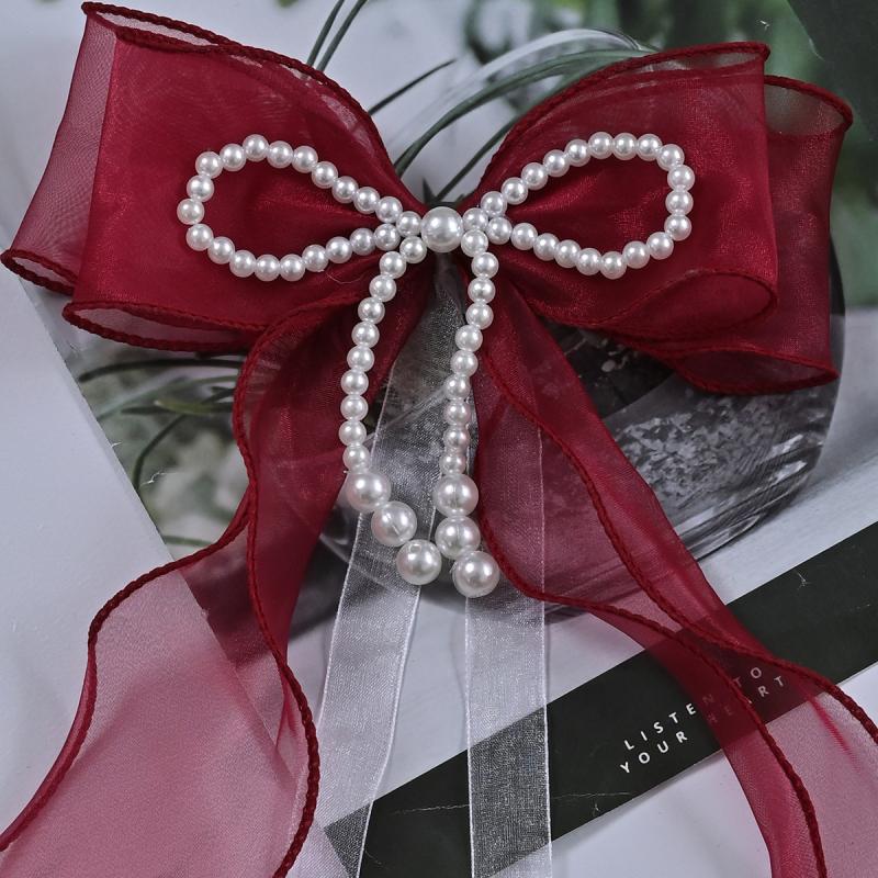 Pearl Accent Bow Tiebacks Curtain Holdbacks Drill-Free Sheer Curtain Clips Adjustable Window Ties Elegant Home Accessories