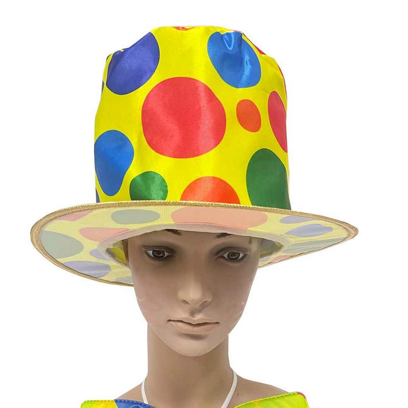 

Halloween Clown Polka Dot Top Hat - Perfect for Magic, Jazz, Film, and TV Performances One Size