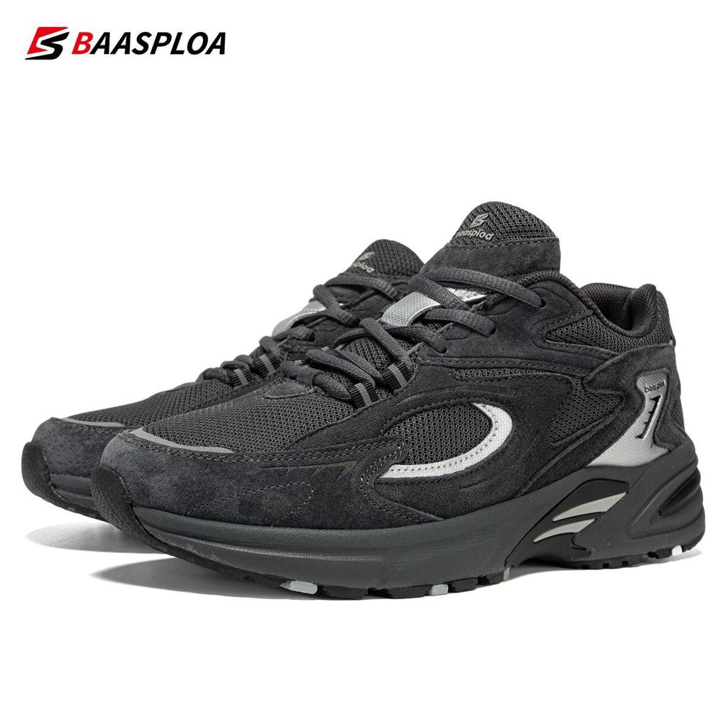 Men's Running Shoes Leather + Mesh Breathable Non-Slip Men's Outdoor Wear Sports Lightweight Running Basketball Shoes