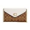 Tammie 21 Classic Color Block Chain Strap Coated Canvas Pebble Leather Crossbody Bag Small Women Crossbody Bag Khaki White C7301-IMDJ8