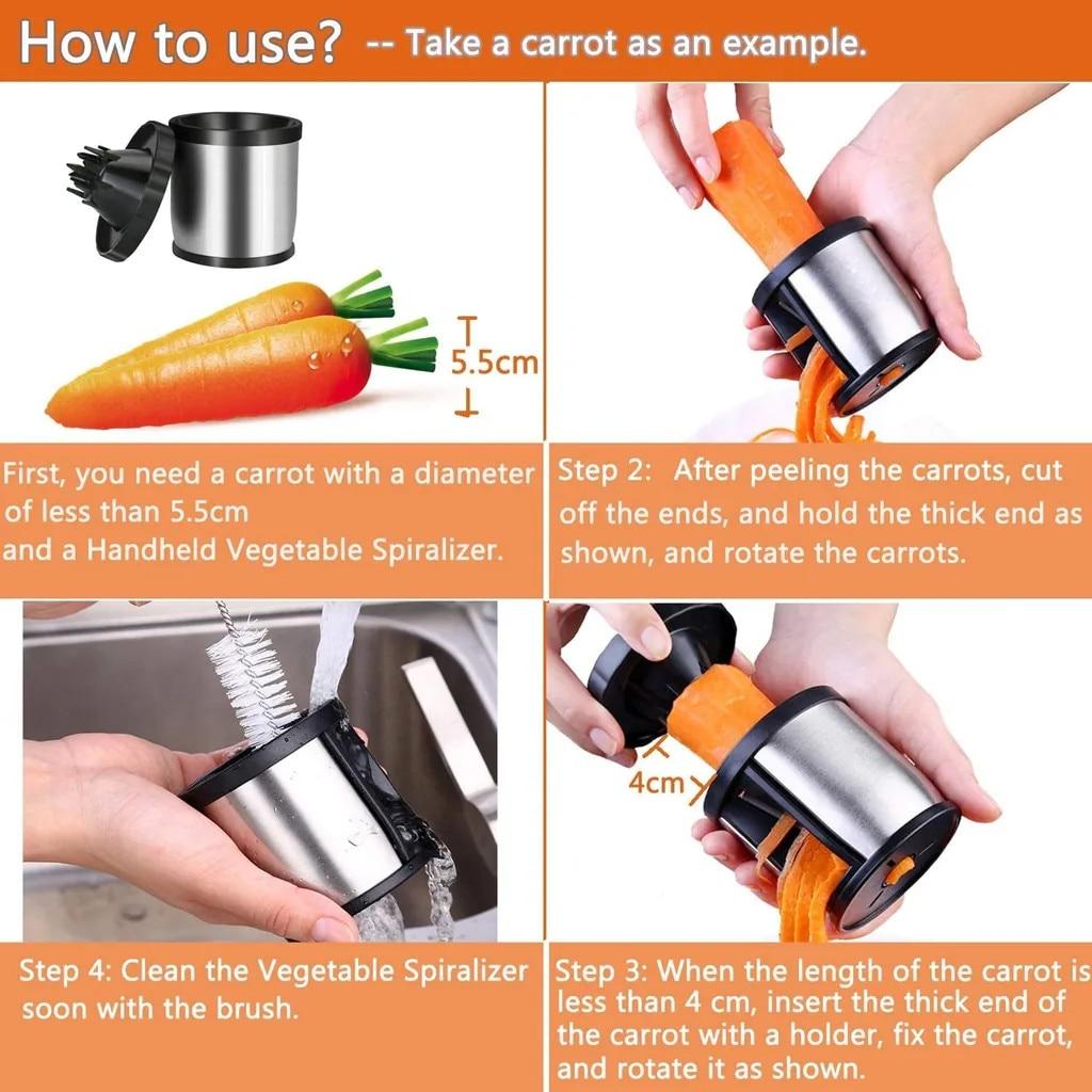 Feliator Spiral Manual Vegetable Chopper Stainless Steel Blade Plastic Body Silver Black 8.4x7.8x7.8cm Multi-Function Food Chopper