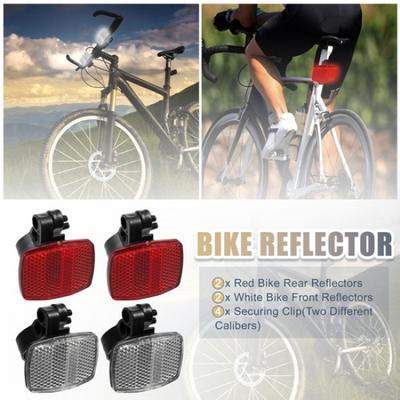 4pcs Bicycle Front Rear Reflector Kit Mountain Bike Safety Reflectors Red White