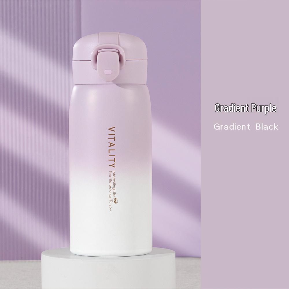 Gradient Color Stainless Steel Flip-top Water Cup for All Ages