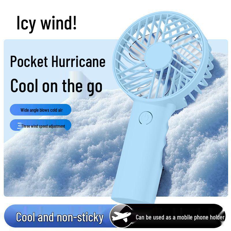 USB Rechargeable Handheld Portable Fan with Phone Holder