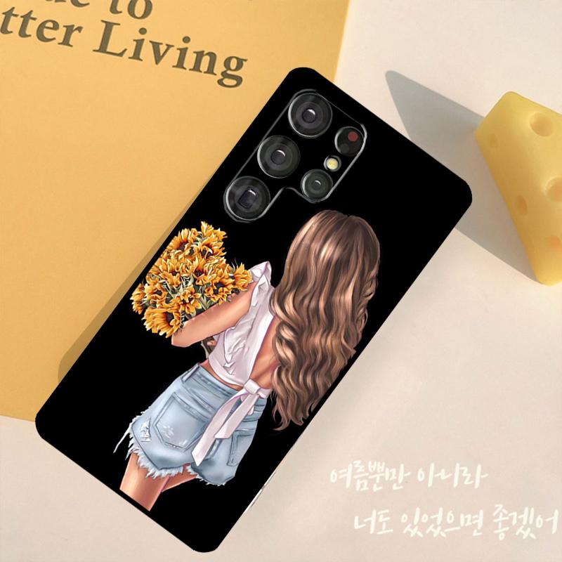 Baby Mother Brown Girl Family Phone Case For Samsung Galaxy S24 S25 Ultra S9 S10 S20 S22 S21 Plus S23 FE Back Cover Shell