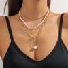 Accessories Imitation Pearl Beaded Shell Conch Necklace Beach Ocean Wind Simple Clavicle Chain