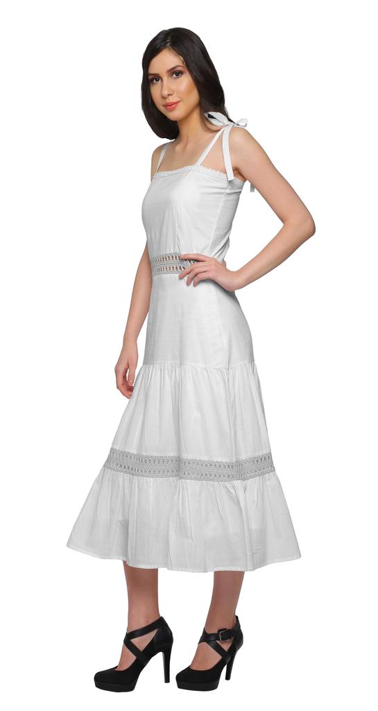 Moomaya Solider verstellbarer Schultergurt Damen Lässiges ärmelloses langes Kleid