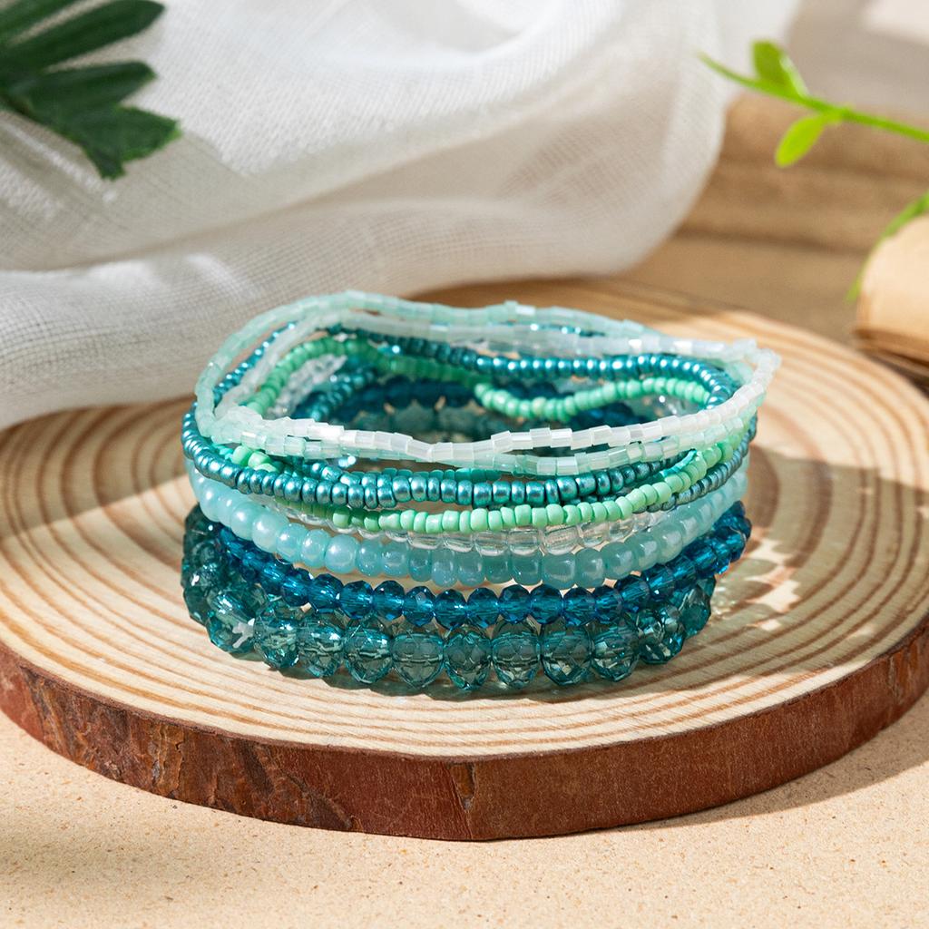 Boho Perlenarmband Instagram-inspiriert Nischenstil Farbblock-Stapelarmband-Set
