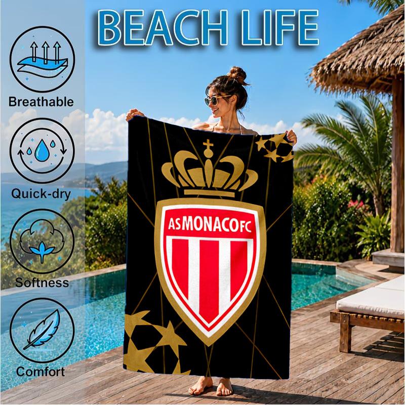 Monaco Football club Printed Microfiber Beach Towel, Soft And Absorbent, Quick-Dry, Ideal for Summer Travel, Beach Essential, Swimming Pool
