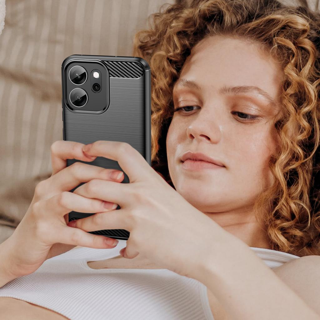 Dla Oppo Reno14 F 5G Etui Ochronne Pokrowiec na Telefon Tekstura Włókna Węglowego Szczotkowany