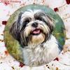 Segno da Parete Rotondo in Metallo Cane Shih Tzu Vintage 8x8 Pollici Piastra in Alluminio Resistente ai Raggi UV Arredamento Casa Interno Esterno