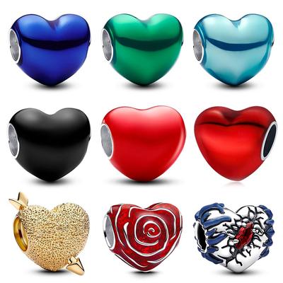 New In Color Heart Shape Charm Bead Fit Bracelets Bangle Necklaces For Women Luxurious DoItYourself Jewellery Daily Party Festival Gift