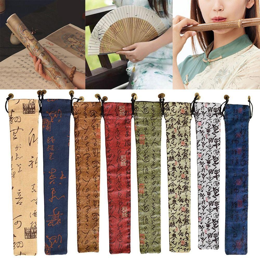 Brocade Folding Hand Fan Bag Gifts Packing Flute Protector Case Cover Picture