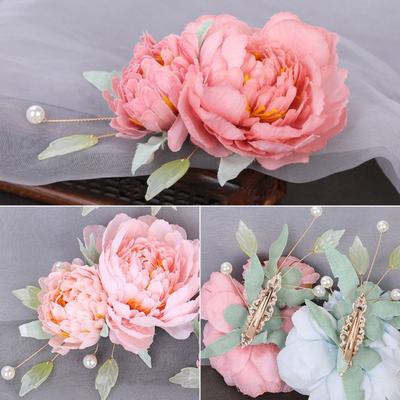 Fashion Cloth Flower Hair Clip Headwear Flower Brooch Pearl Floral Hair Pins Hairpin Hair Styling Barrettes Wedding Decorattion