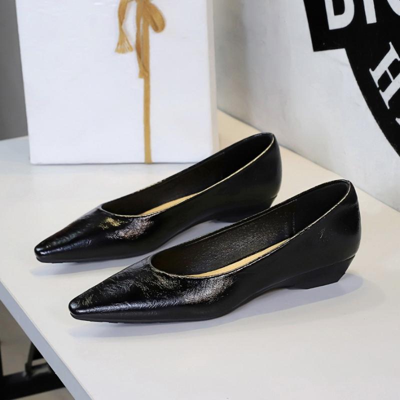 Fashion Comfortable Platform Pumps Women Office Shoes Pointed Toe Low Heel Slip On Versatile Work Casual Style