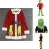 Eye-catching Grinch Cosplay Costume Set For Halloween Masquerade Parties