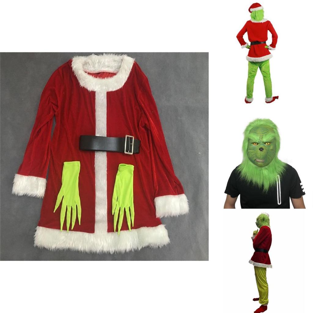 Eye-catching Grinch Cosplay Costume Set For Halloween Masquerade Parties