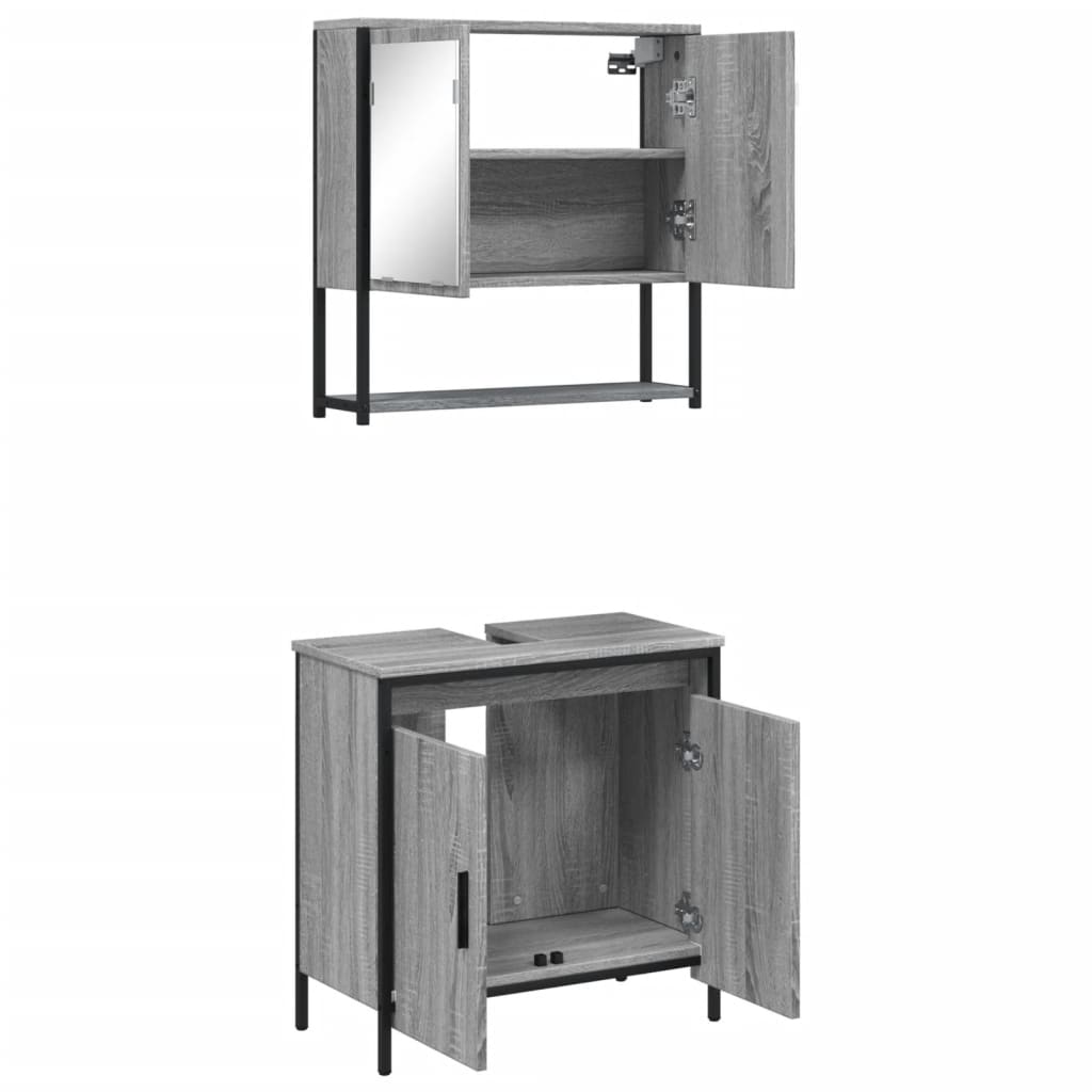 Vidaxl Set di Mobili da Bagno a 2 Pezzi, Rovere Sonoma Grigio