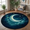 Space Solar System Astronaut Round Rug Non Slip Soft Carpet Galaxy Planet Print Kids Play Mat for Bedroom Playroom Living Room