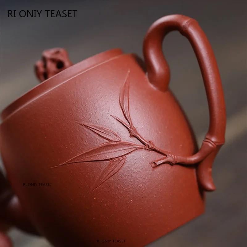 130ml Chinese Yixing Purple Clay Teapots Beauty Tea Infuser Kettle Handmade Bamboo Joint Shape Tea Pot Raw Ore Zisha Tea Set