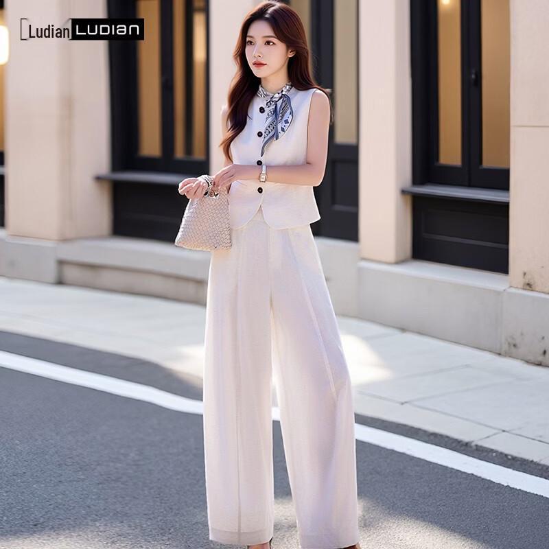 LUDIan Women's Sleeveless Vest & Wide-Leg Pants Set