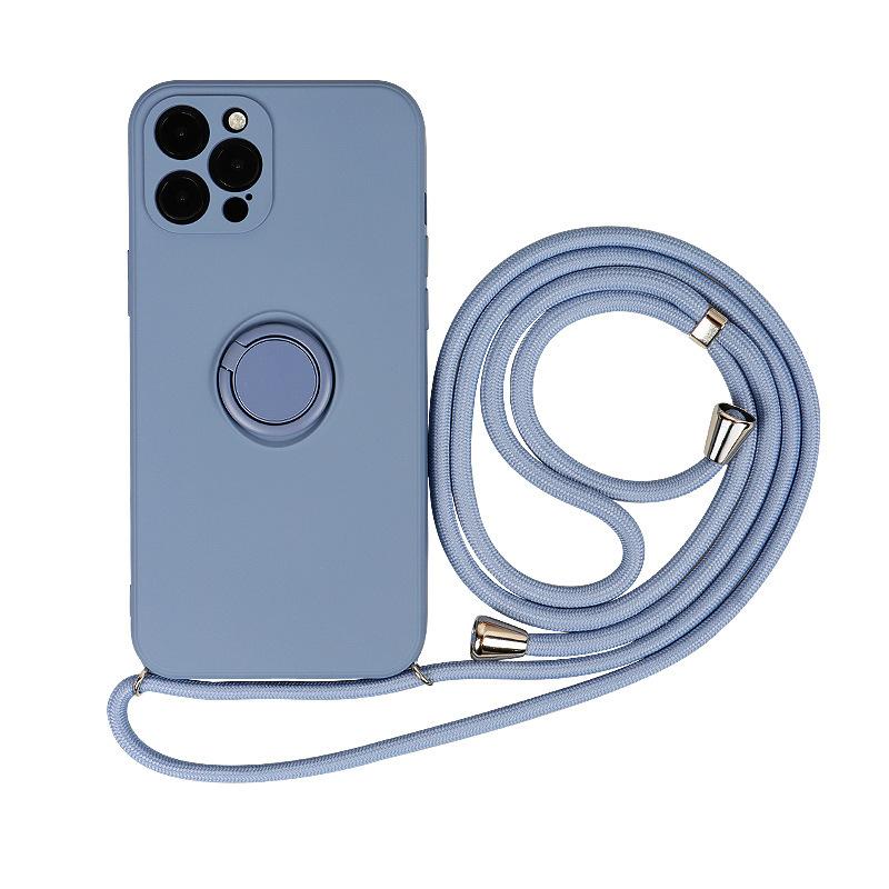 Liquid Frosted Magnetic Silicone Phone Case With Lanyard Crossbody Stand Protective Cover For Apple Iphone
