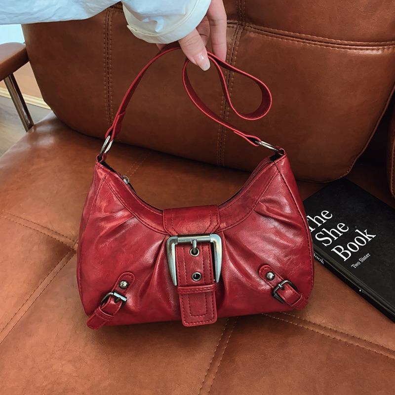 

Summer new Maillard niche retro bag women s wasteland wind one shoulder underarm bag method stick bag tide красный