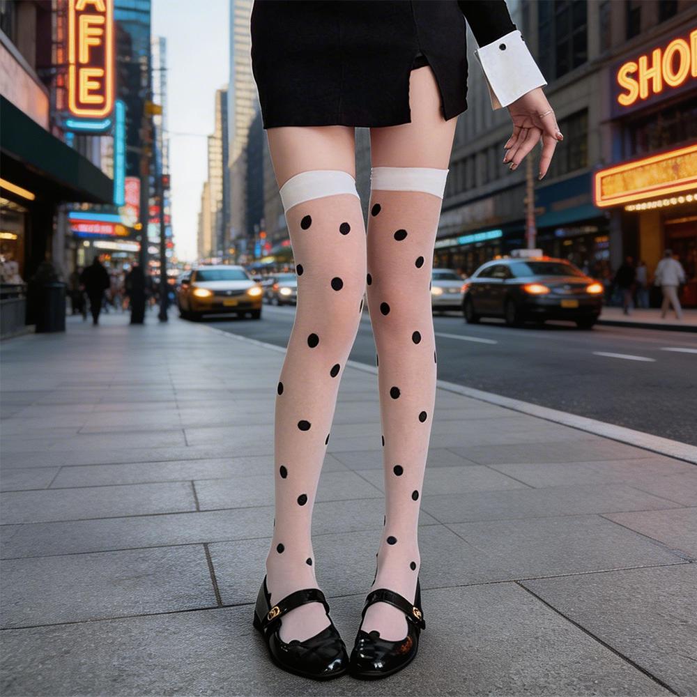 White Dots Jk Stockings For Girls Japanese Style Club Long Socks Overknee Lolita Stage Decoration Festival Polka Dot Socks