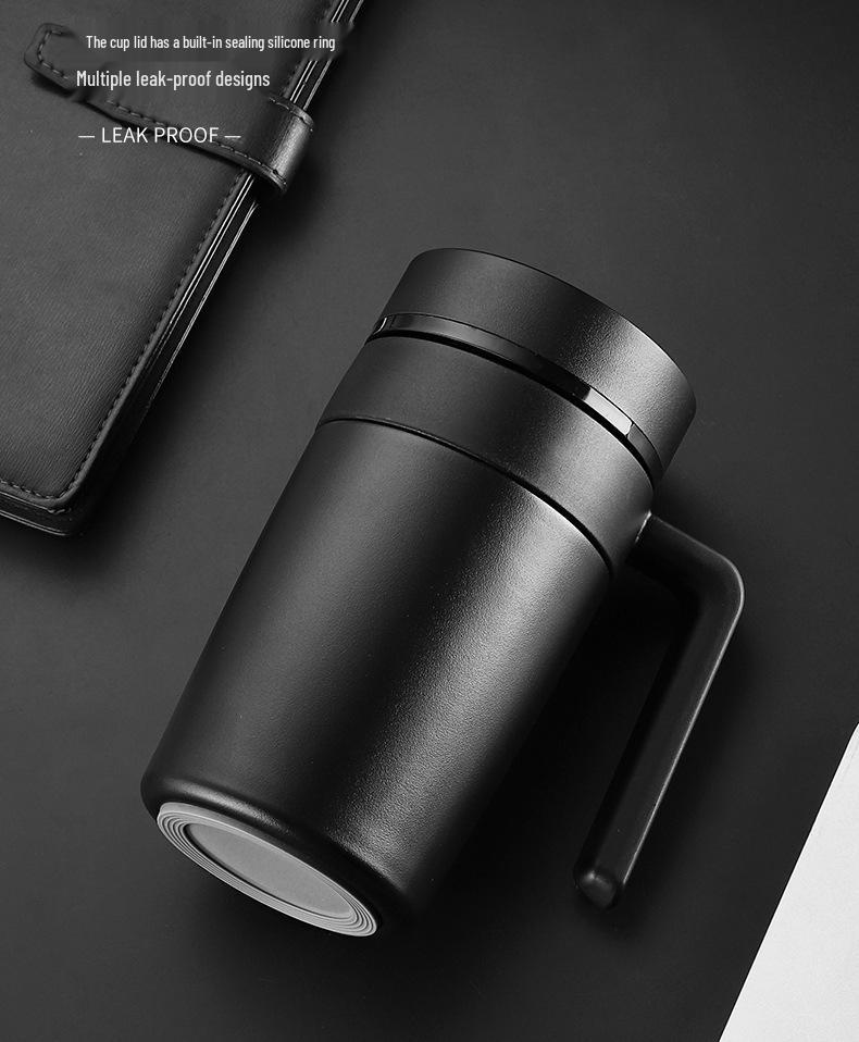 Smart Stainless Steel Insulated Mug with Handle for Tea & Water Separation, Customizable for Men & Women.
