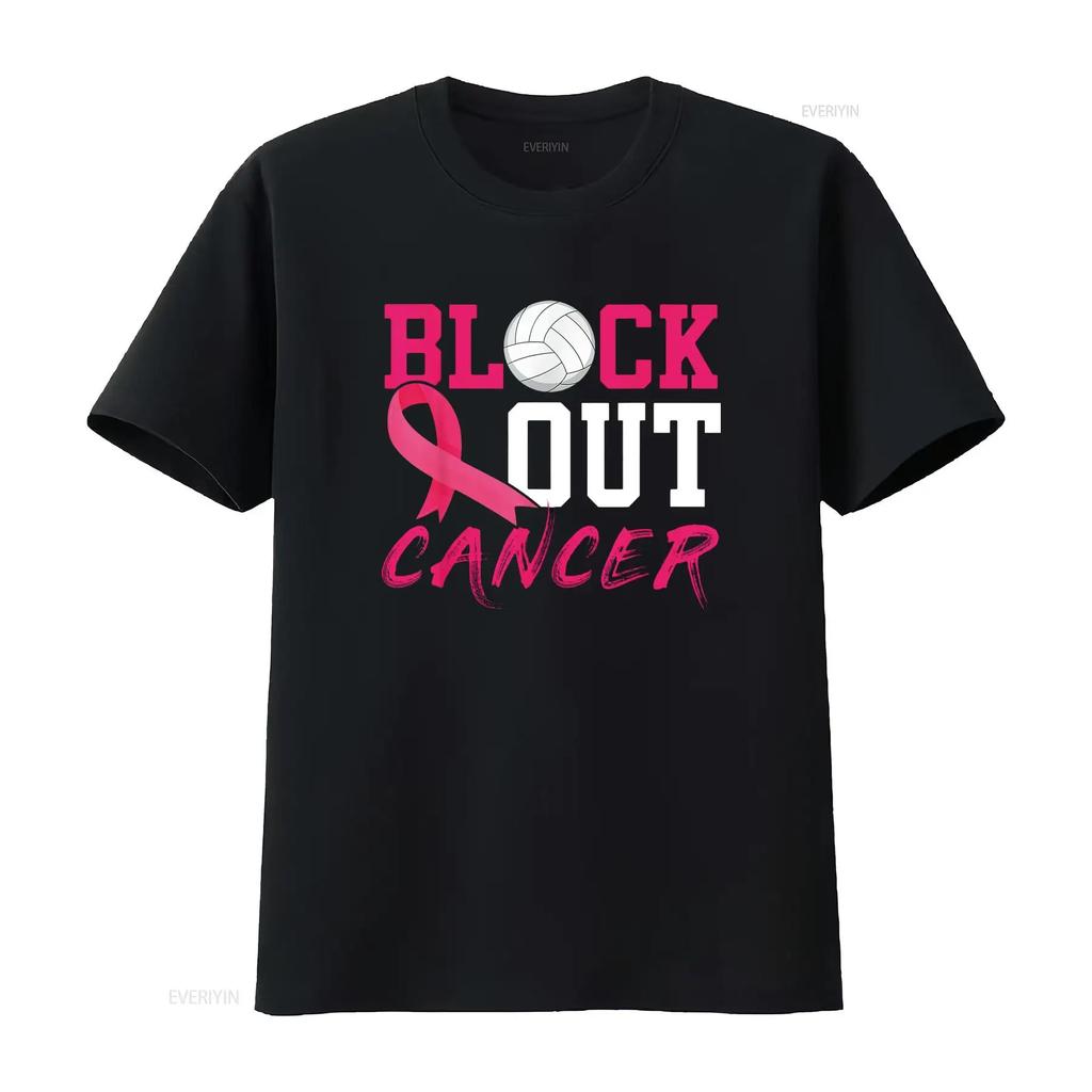 Womens T Shirt Volleyball Breast Cancer Awareness Block Out Black 2XL vintage Washed designer clothes Slightly Soft