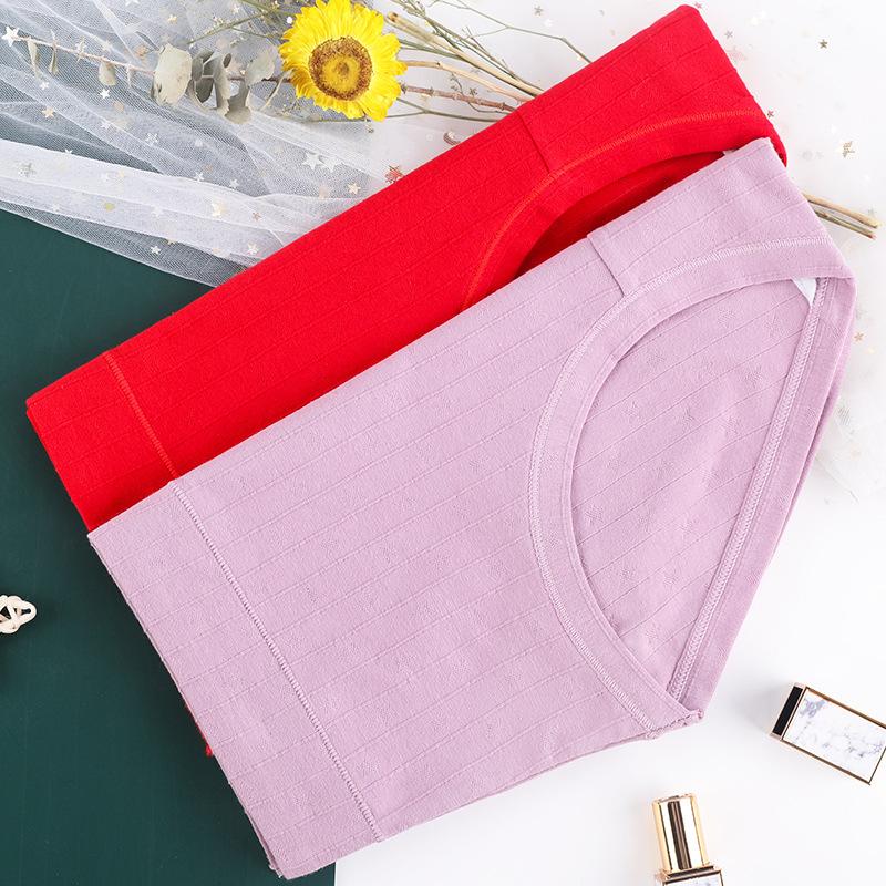 Women's High Waist Plus Size Cotton Underwear Breathable Solid Color Maternity Festival Briefs For Mature Women